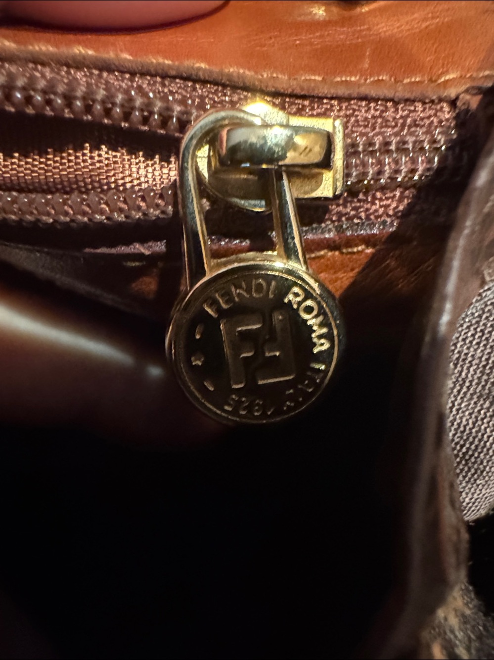 Fendi Brown Quilted Leather Crossbody with Gold Pasta Chain Accents - Picture 12 of 16